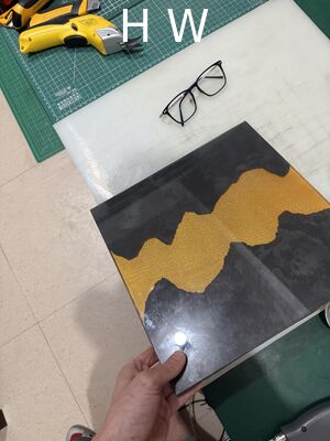 Black thin stone metal mesh laminate