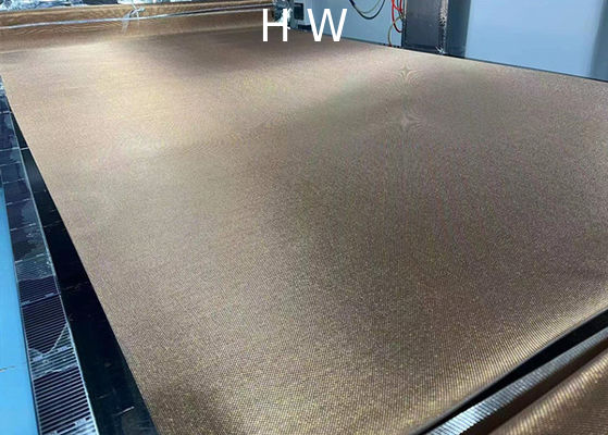 Copper Color Metal Coated Polymer Mesh Fabric For Laminated Glass Door